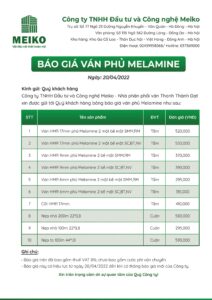 Bảng giá gỗ MDF phủ melamine TTĐ năm 2022